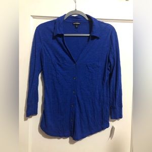 Express blue dress blouse, size s, casual or dressy look. Long sleeves